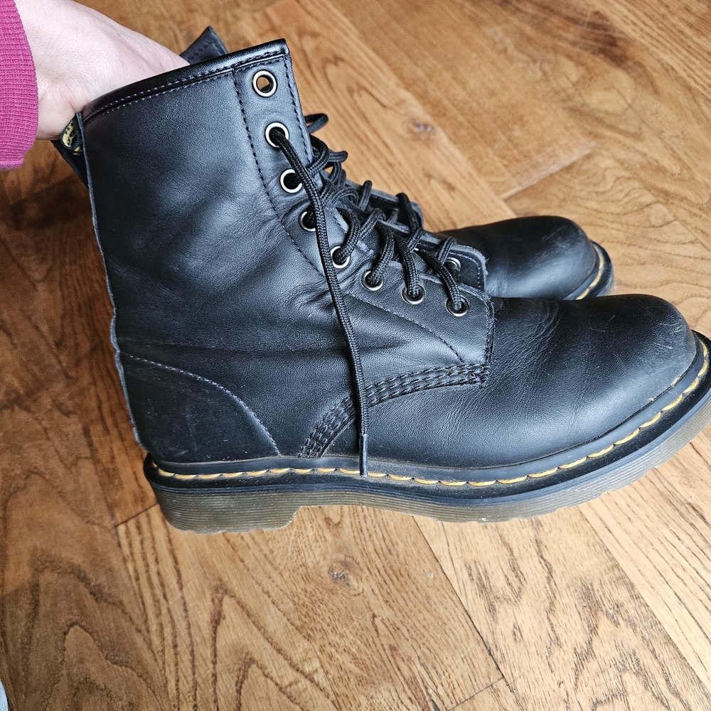 Dr. Martens Black Boots with Yellow Stitching - Picture 3 of 9